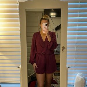 Windsor Maroon Long Sleeve Romper